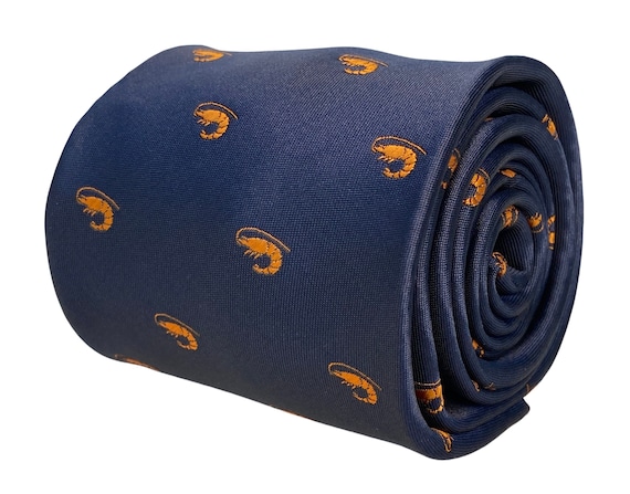 Cravate Homme Frederick Thomas FT1790 - Design Oiseau Kingfisher (Martin-pêcheur) Sur Fond Bleu - Neuf