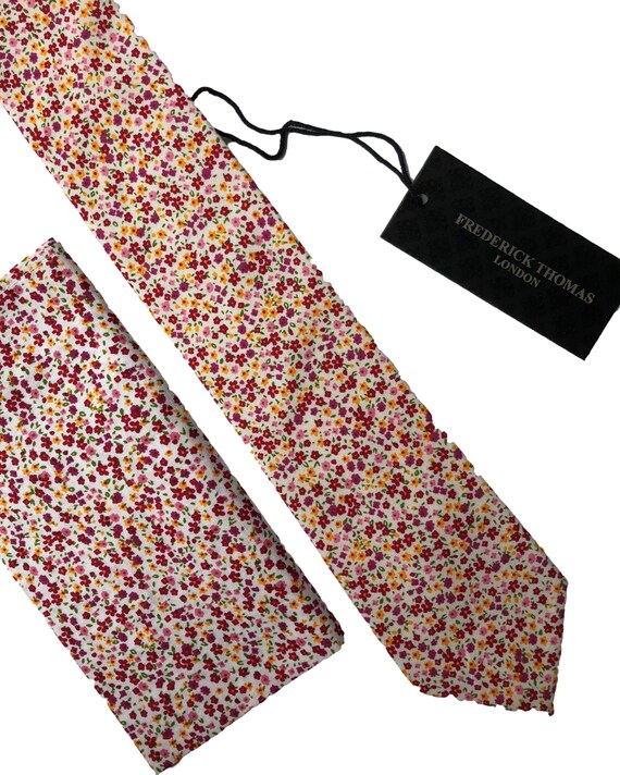 Frederick Thomas mens wool tweed tie in black and white herringbone FT2137