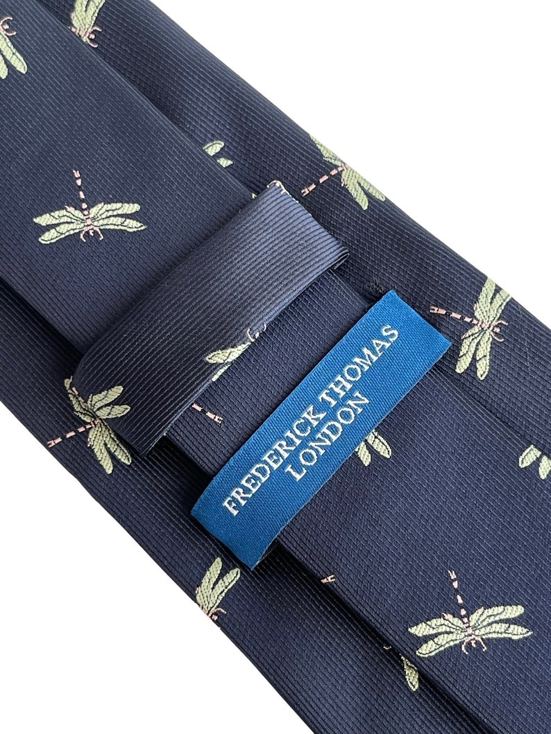 Frederick Thomas navy dark blue dragonfly insect design mens tie image 5