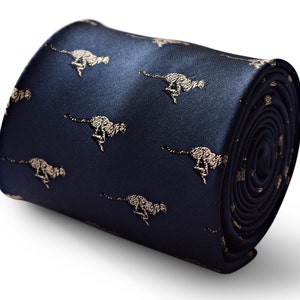 navy blue mens tie with cheetah print design by Frederick Thomas FT3334