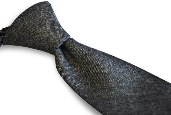 Frederick Thomas black skinny linen style tie FT1813