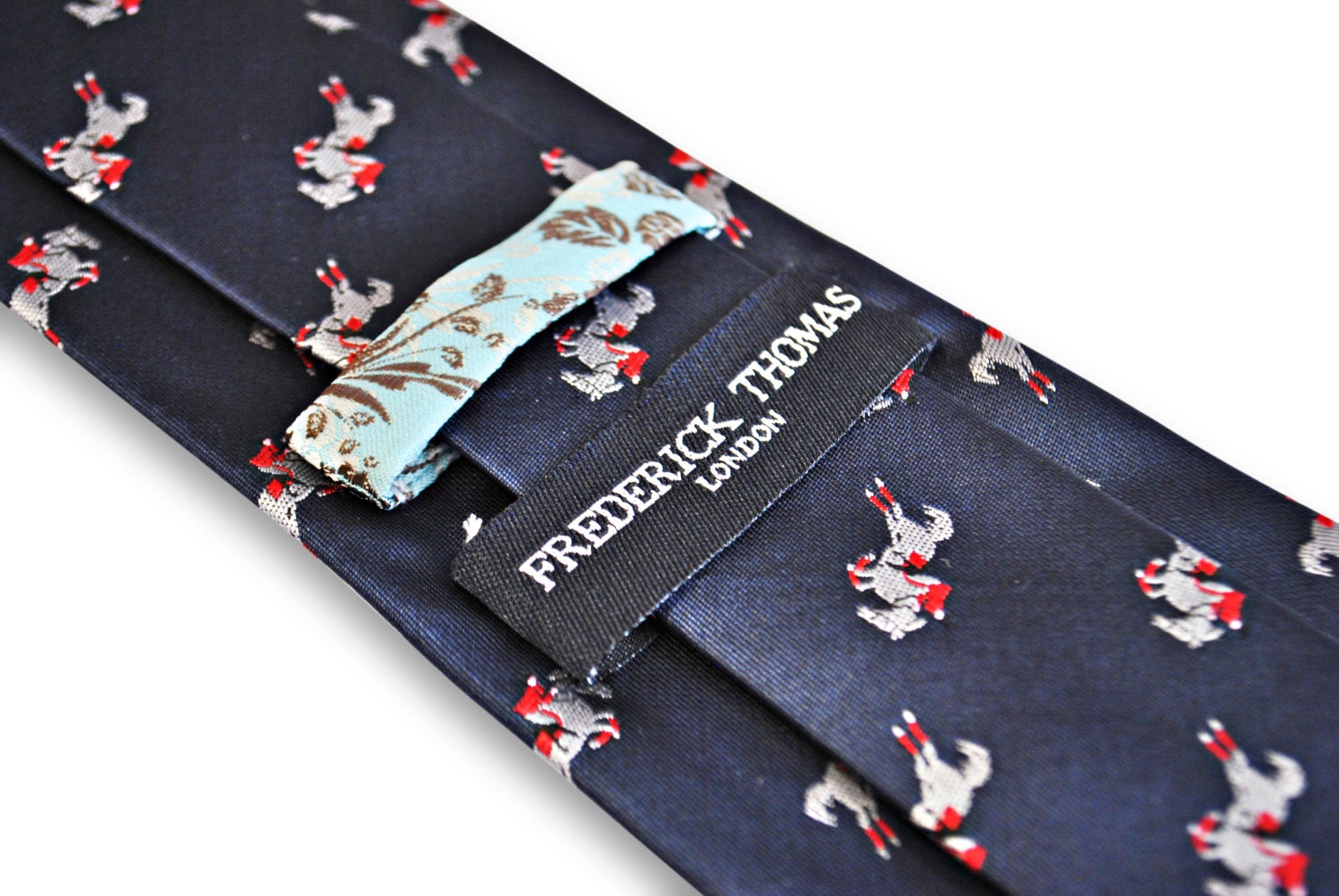 Navy Tie With Show Jumping Horse Pattern Embroidered Design by - Etsy