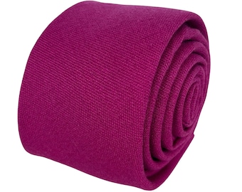 Frederick Thomas hot fushcia bright pink magenta cotton tie