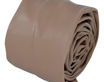 Taupe Cream Beige Faux Leather Tie 5cm Skinny Necktie, Stone Beige Mens Wedding Tie, Modern Groomsmen Tie, Frederick Thomas Ties