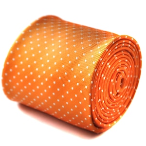 orange and white pin spot tie  by Frederick Thomas FT1827
