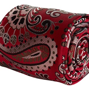 Frederick Thomas red paisley classic office business design mens tie