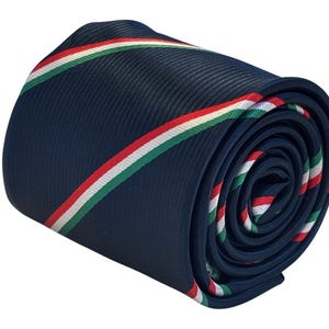 navy tie with Hungary flag red, green and white stripe  by Frederick Thomas