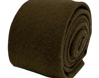 plain khaki army dark green 100% wool tie by Frederick Thomas FT2084