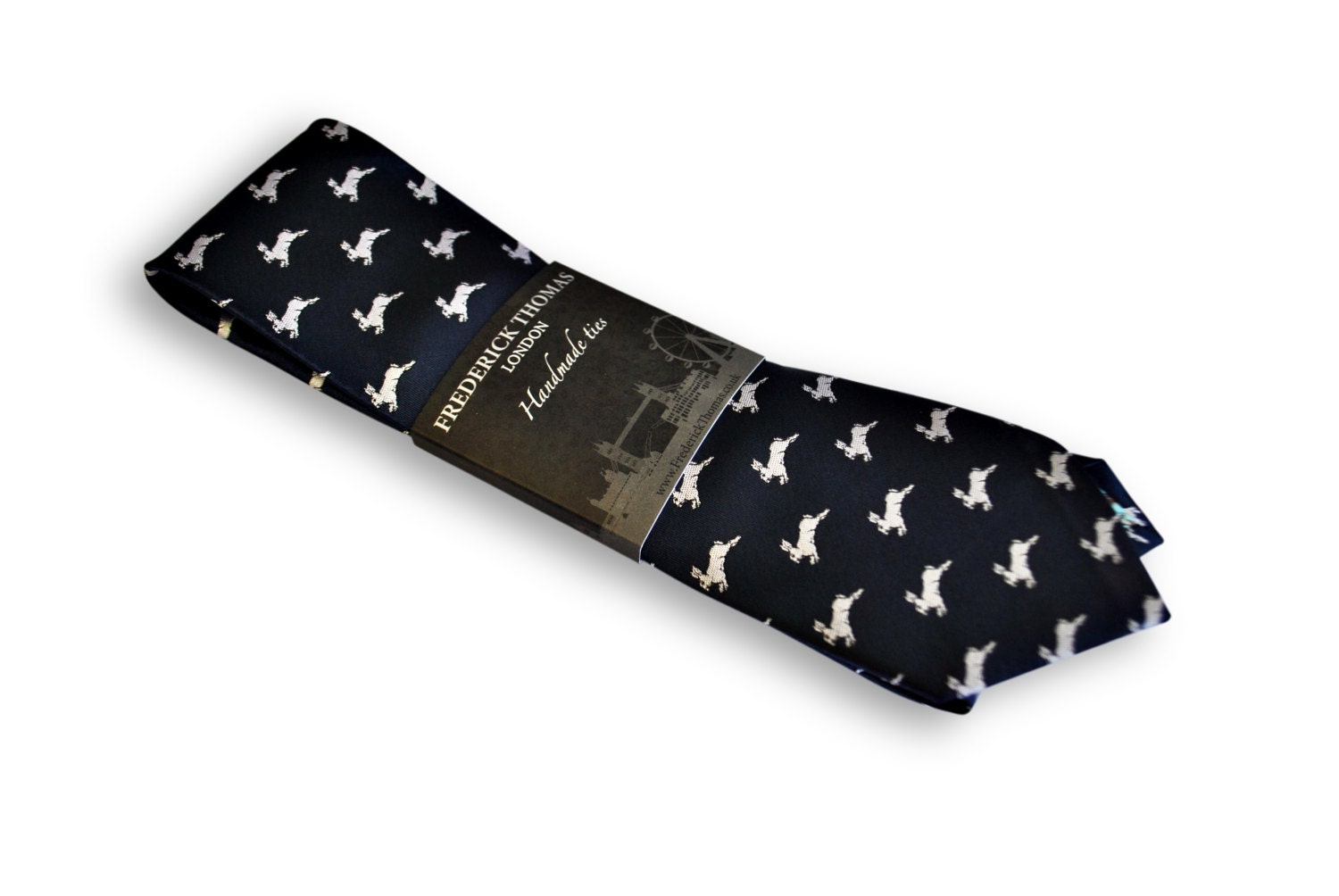 Navy Blue Tie With Leaping Rabbit Design by Frederick Thomas - Etsy UK