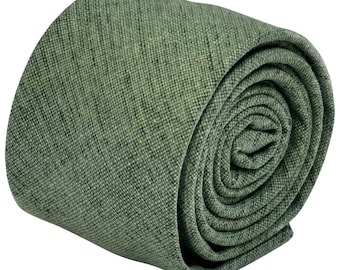 Corbata lisa de lino verde bosque para hombre, de Frederick Thomas