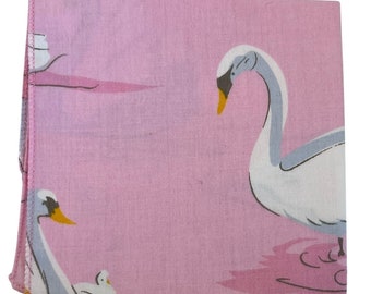 Frederick Thomas light pale pink swan print cotton pocket square