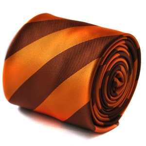 Orange und schokobraun gestreifte Krawatte von Friedrich Thomas
