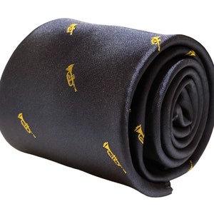 navy men-s tie with trumpet embroidered design music-al by Frederick Thomas