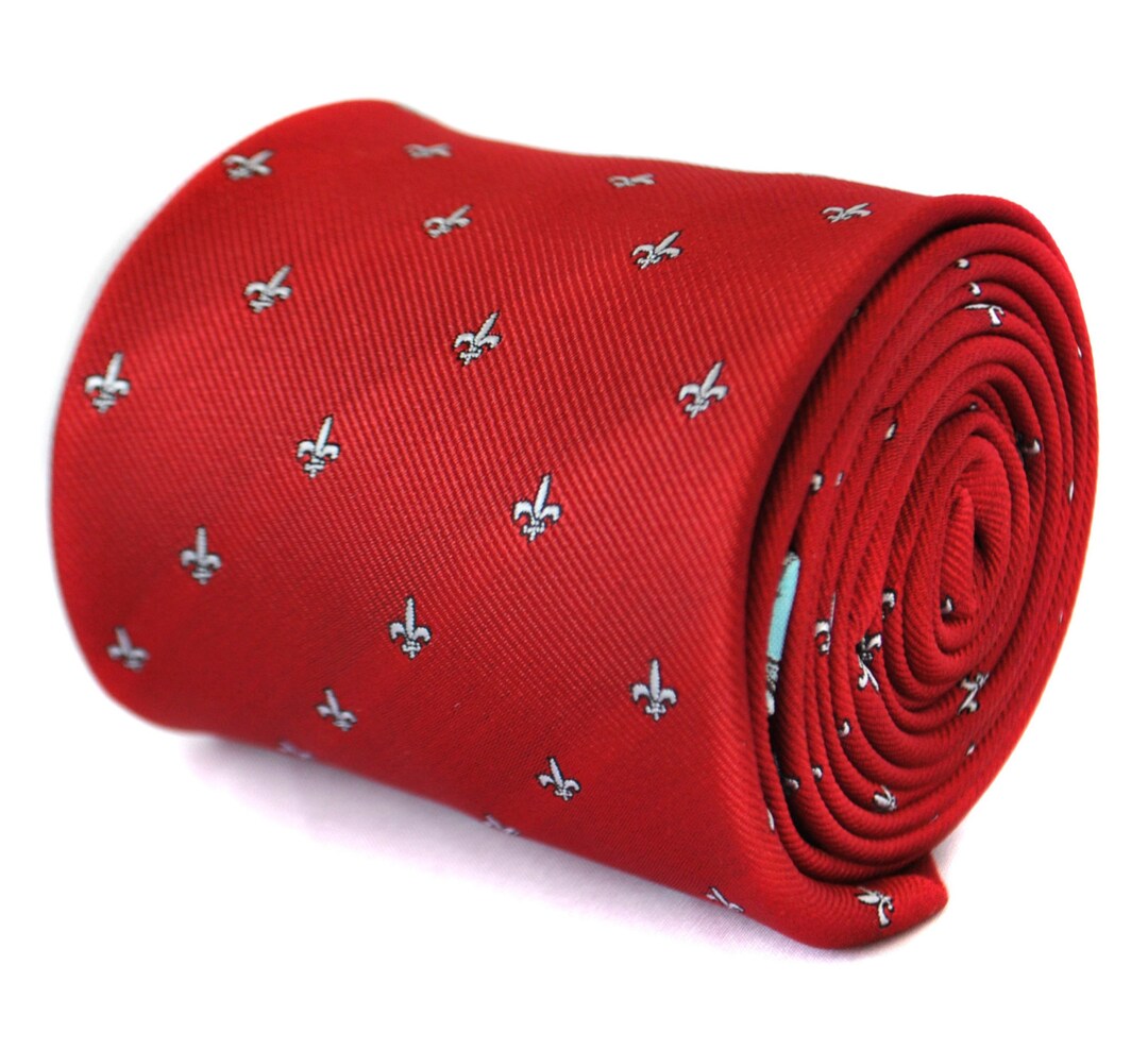 Red Tie With Fleur De Lis Design With Signature Floral Design to Rear ...
