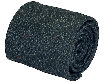 grey speckled cotton tie classic 8cm width steel by Frederick Thomas