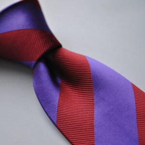 Maroon Red and Cadbury Purple Barber Striped Tie With - Etsy