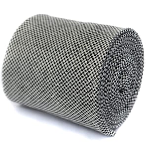 black and white dogstooth cotton textured tie 6.5cm by Frederick Thomas FT1975