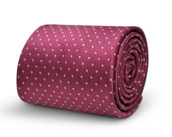 Cravate rose fuschia avec petits pois blancs par Frederick Thomas FT3501