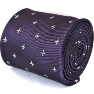 dark purple tie with fleur de lis design  by Frederick Thomas FT2060