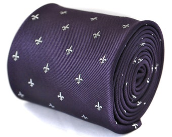 dark purple tie with fleur de lis design  by Frederick Thomas FT2060