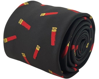Corbata negra con diseño de caza de cartuchos de tiro de Frederick Thomas