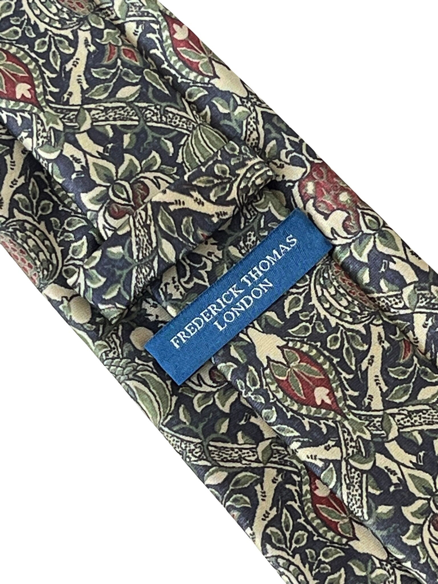 Frederick Thomas Navy Blue Floral William Morris Style Mens Tie ...