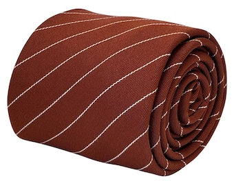 russet brown red mens tie cotton bronze chestnut terracotta brick copper classic 8cm width by Frederick Thomas