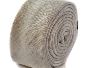 ivory textured linen skinny tie by Frederick Thomas FT1674
