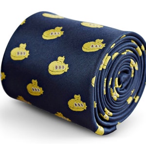 navy tie with yellow submarine embroidered design  by Frederick Thomas FT3270