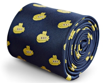 navy tie with yellow submarine embroidered design  by Frederick Thomas FT3270