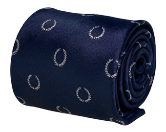 navy mens tie with greek laurel wreath design greece national symbol by Frederick Thomas