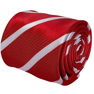 red and white classic club stripe-d stripy tie necktie  by Frederick Thomas