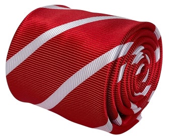 red and white classic club stripe-d stripy tie necktie  by Frederick Thomas