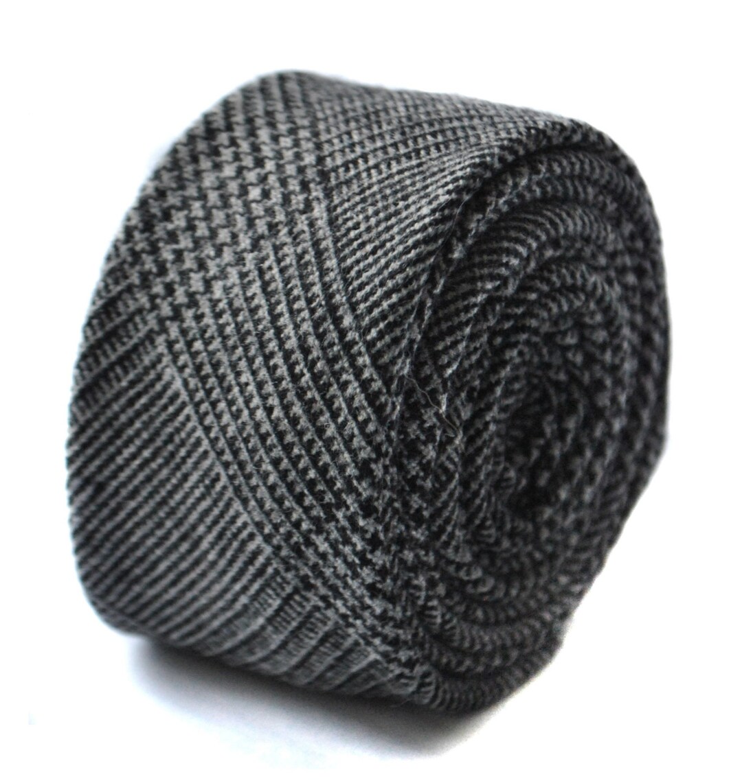 Black Tweed Wool Skinny Tie by Frederick Thomas FT1636 - Etsy