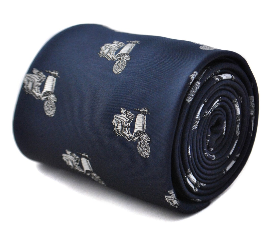 Navy Tie With Scooter Design With Signature Floral Design to the Rear ...