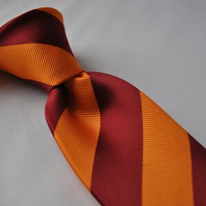 burnt orange and burgundy barber striped mens tie by Frederick Thomas FT1432 image 4