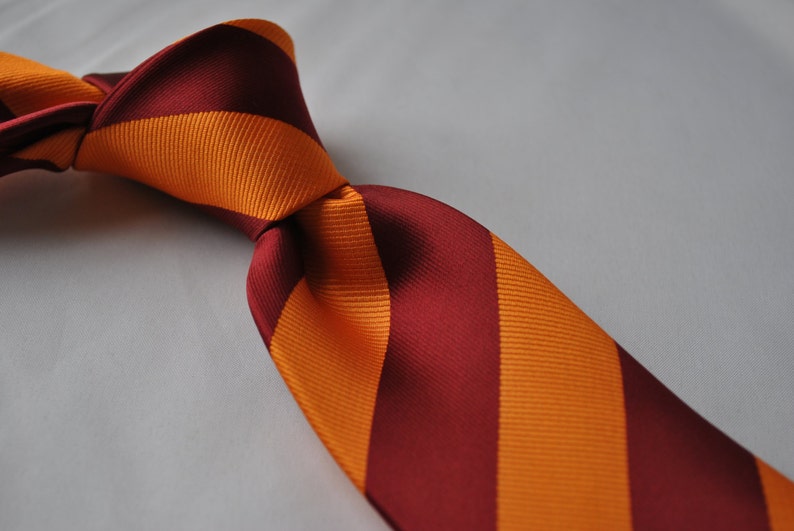 burnt orange and burgundy barber striped mens tie by Frederick Thomas FT1432 image 4