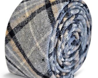 grey and black wool check style tie by Frederick Thomas FT3119