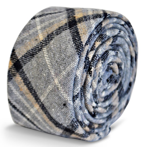 grey and black wool check style tie by Frederick Thomas FT3119