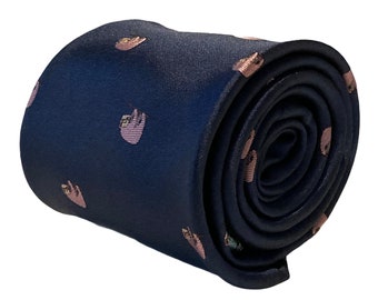 navy men-s tie with cute sloth embroidered design by Frederick Thomas