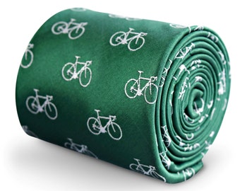 green tie with bicycle embroidered design  by Frederick Thomas FT3264