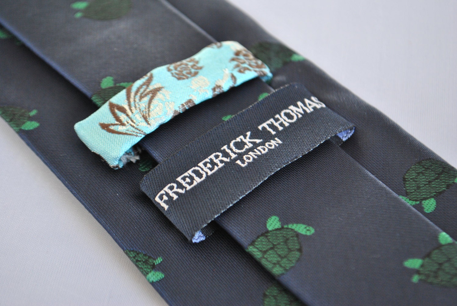 Navy Tie With Green Turtle Design by Frederick Thomas FT1872 - Etsy