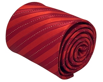 mens tie two tone red stripe with glitter thread wedding classic by Frederick Thomas