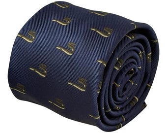Eel Tie Navy Blue Men's Fishing Tie Angler Fisherman Gift Fish Lover Novelty 8cm Business Necktie Frederick Thomas London