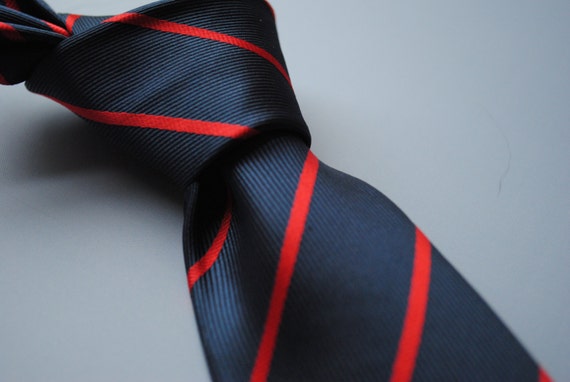 Navy and Thin Club Red Striped Mens Tie by Frederick Thomas