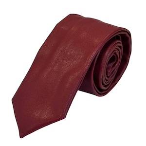 dark red maroon burgungy mens tie in leather style material