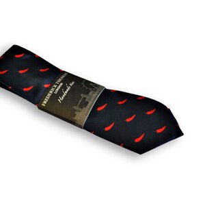 navy blue tie with chilli design with signature floral design to the rear by Frederick Thomas FT3243 image 5