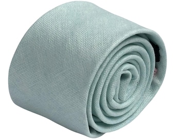 soft icy mint green linen classic wedding necktie by Frederick Thomas seafoam pistachio Pale eucalyptus Pastel aqua