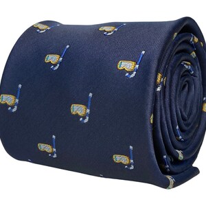 navy mens tie with scuba snorkel-ling mask quirky design by Frederick Thomas