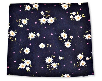 navy blue and white daisy print cotton pocket square in 100% cotton by Frederick Thomas